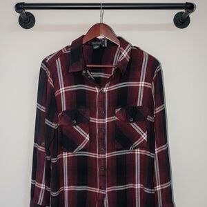 Sanctuary Red and Black Plaid Shirt